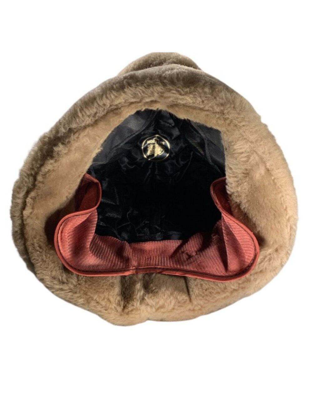 Vtg Stetson Faux Fur Fedora Winter Hat Russian Style Feather Banded Tan Brown - Picture 4 of 12
